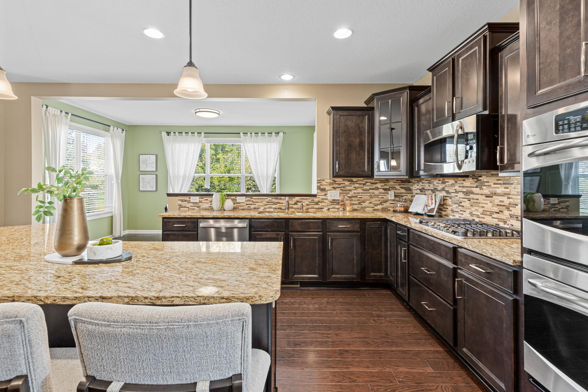 Stunning Dark Wood and Matching Backsplash