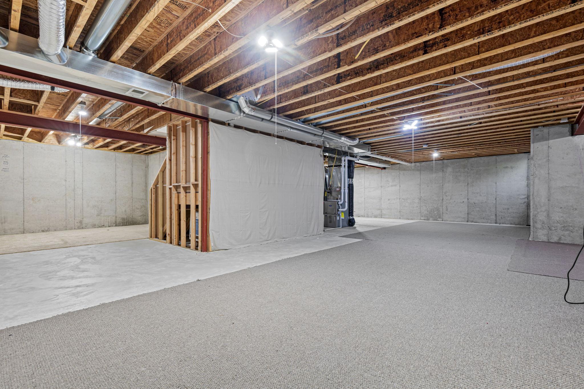 Unfinished Lower Level Awaits Your Design