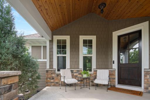 The large, covered, inviting front porch is a great place to enjoy morning coffee and take in the sunrise.