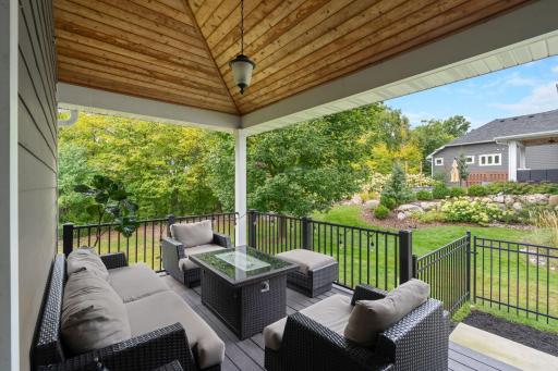 Enjoy your summer evenings here, under the vaulted covered deck.