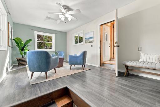 Former attached single stall converted to additional living space