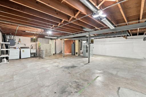 Unfinished full basement with recently updated furnace and A/C