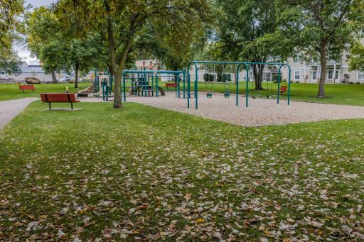 The playground is right across the street in the park!