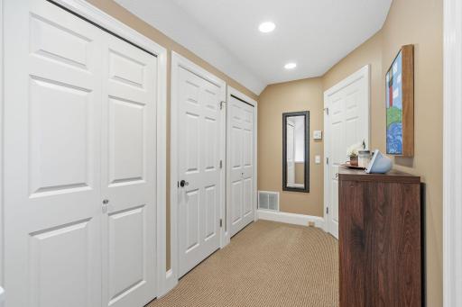 Upper level hallway includes 3 spacious closets