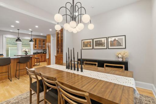 Entertaining is a breeze with multiple seating spaces and serving areas