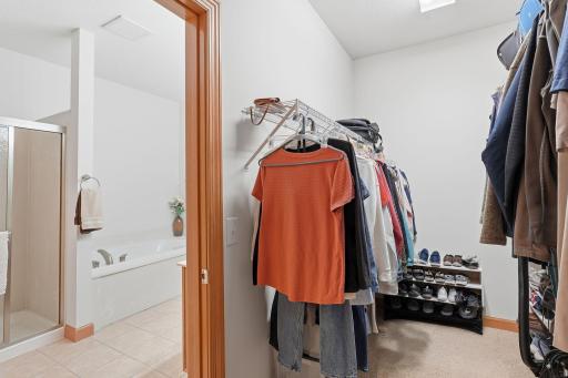 Expansive walk-in closet offers excellent storage and organization space.