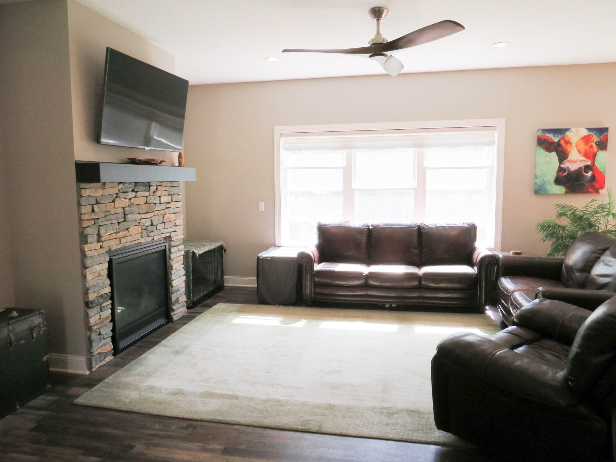 Spacious Living Room with Fireplace