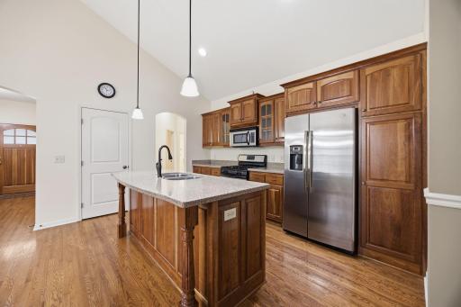 Spacious, open kitchen with an abundance of storage.
