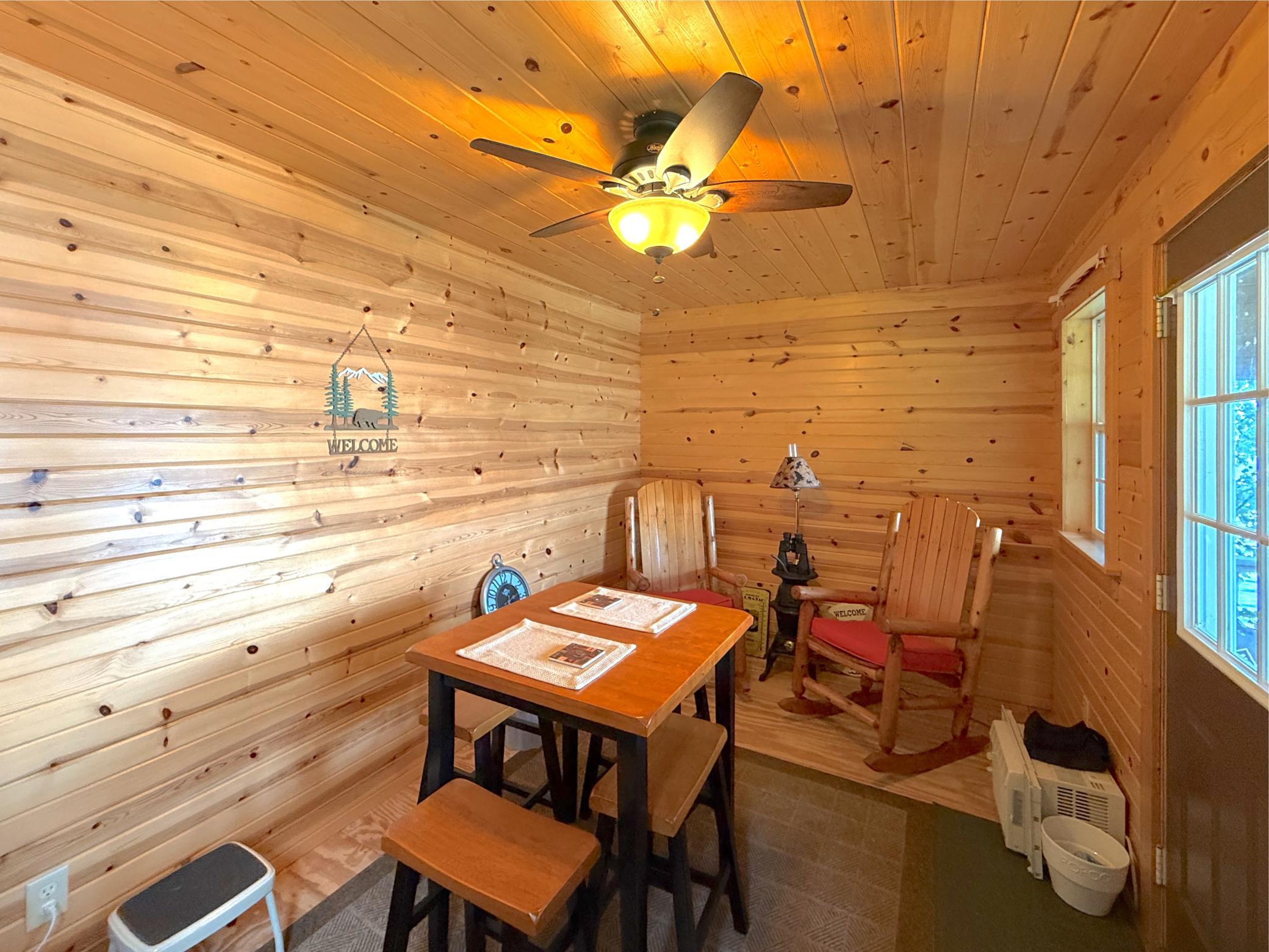 Cozy, comfortable, air-conditioned shore-house offers a comfortable spot to cool off, enjoy lunch or change after a day on the lake.