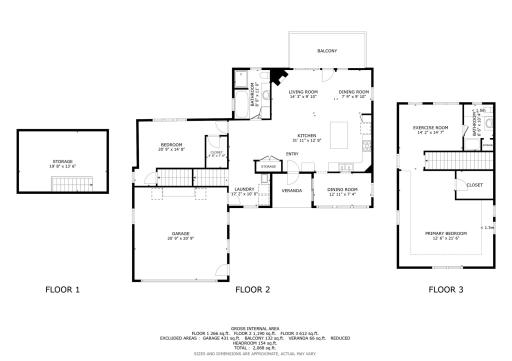 Floor plan showcases a thoughtfully designed home with spacious gathering areas, main-level living, an upper-level bedroom and family room.