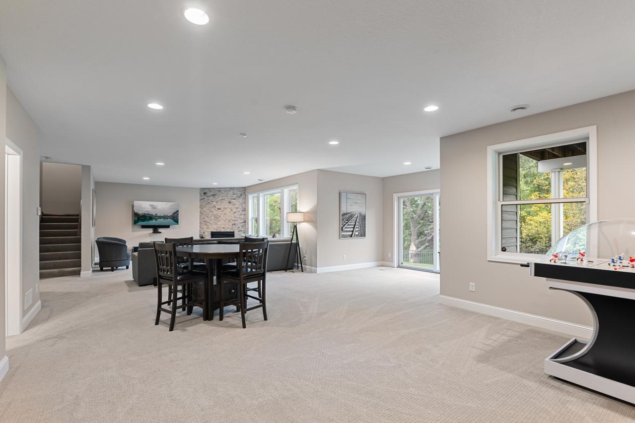 Finished lower level with a walkout that opens to the backyard.