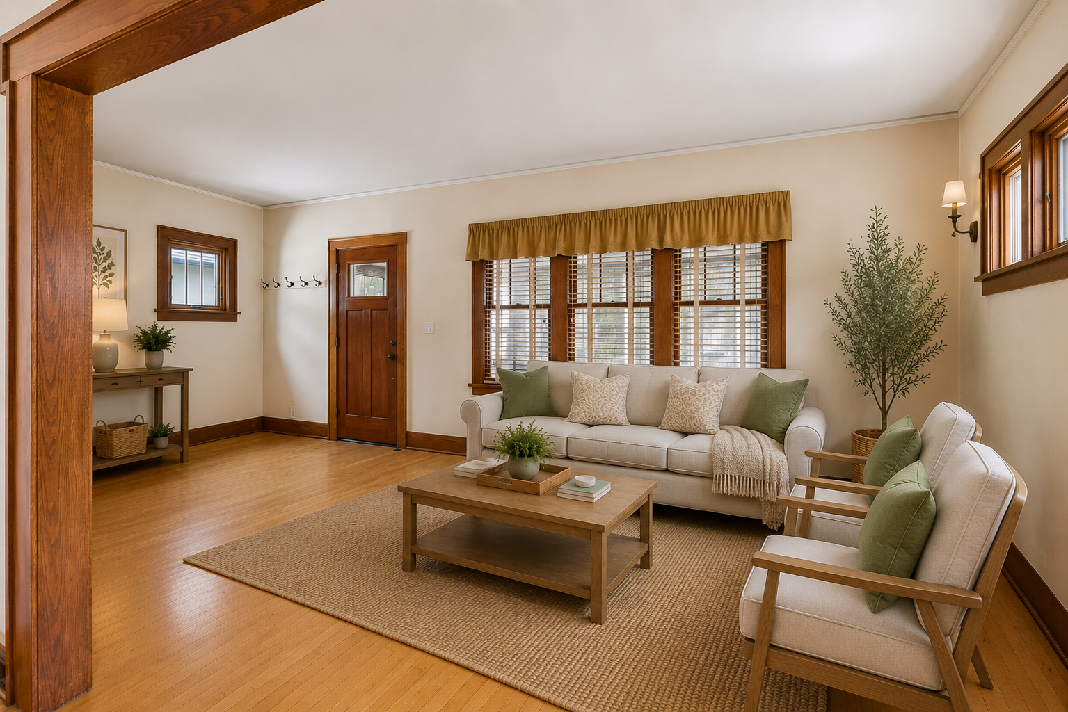 Classic details and warm hardwood flooring create a great starting point for your renovation ideas. Virtually Staged.