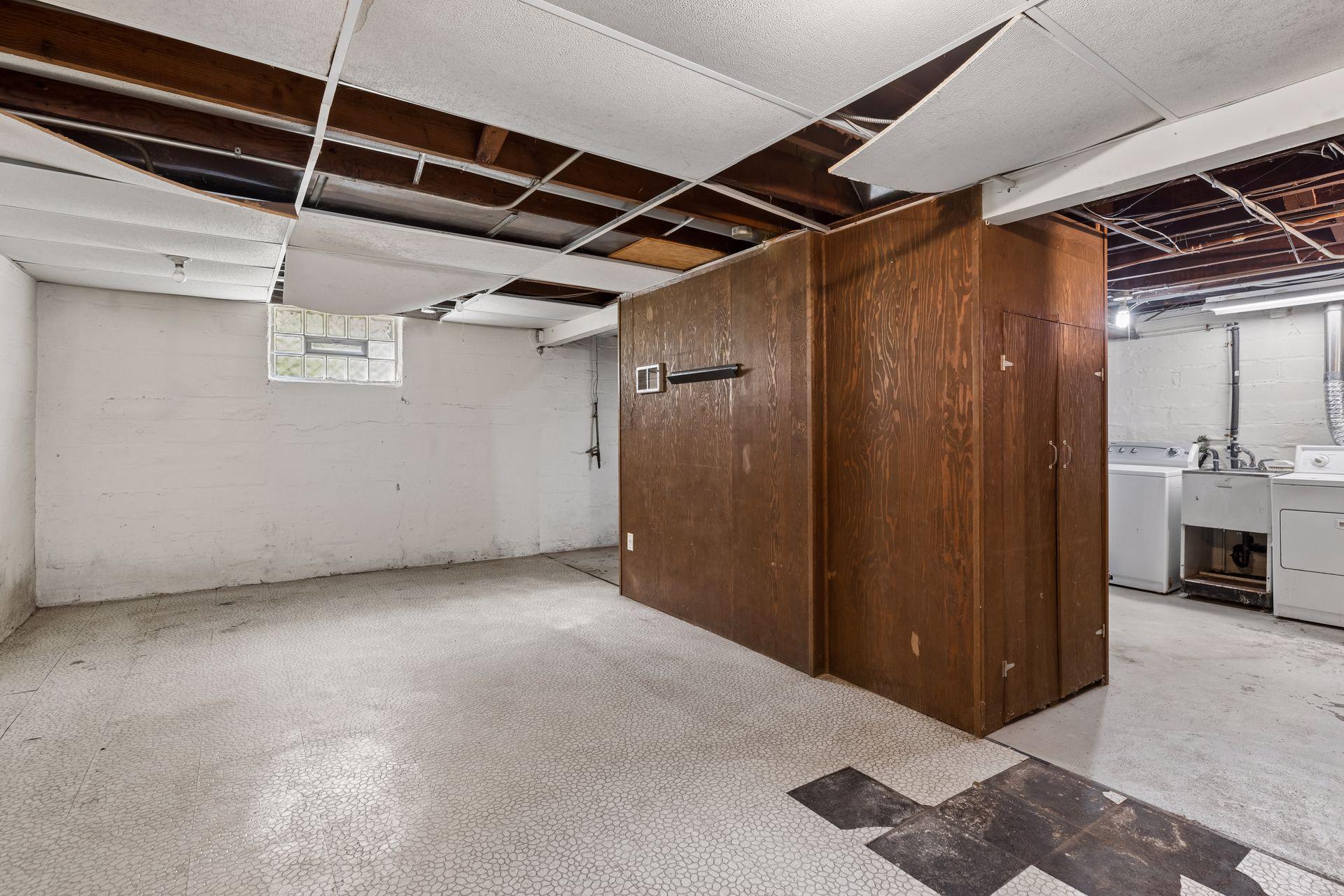 Lower level provides additional space for storage and future possibilities.