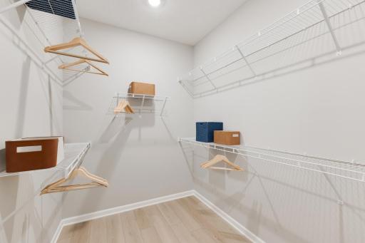 The never ending closet in this owner's suite. *Model home photos, many options to choose on this to be built home.*
