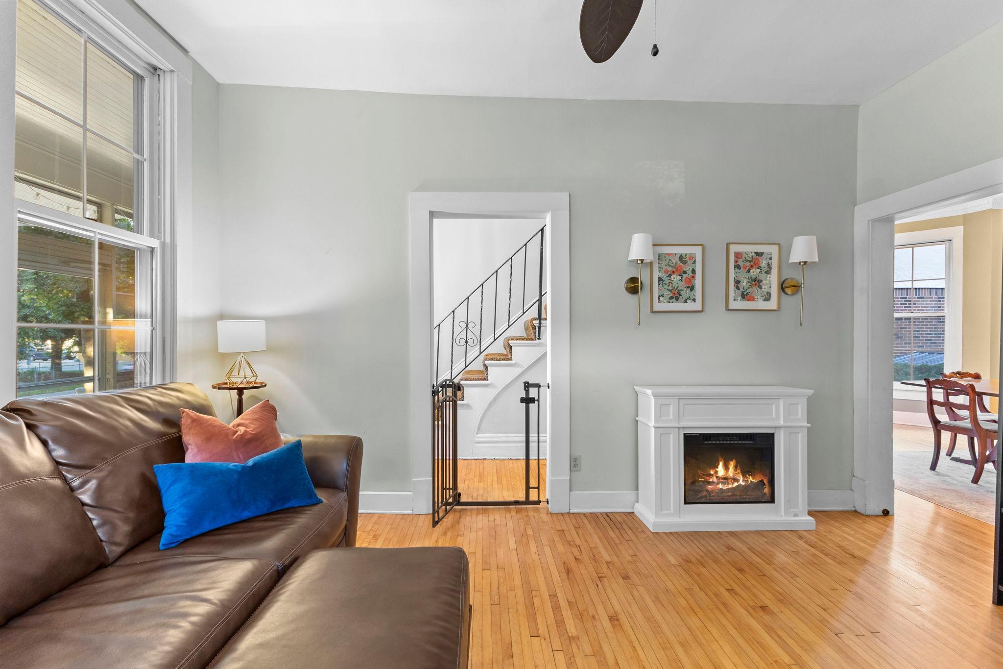 White trim and neutral colors throughout