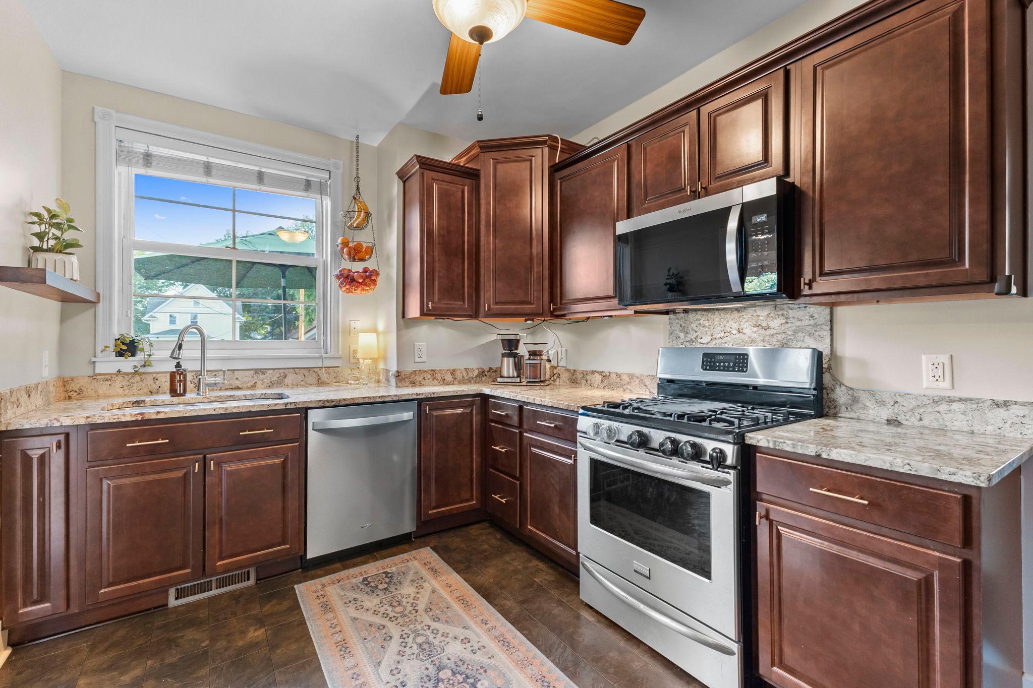 Matching stainless appliances including gas stove