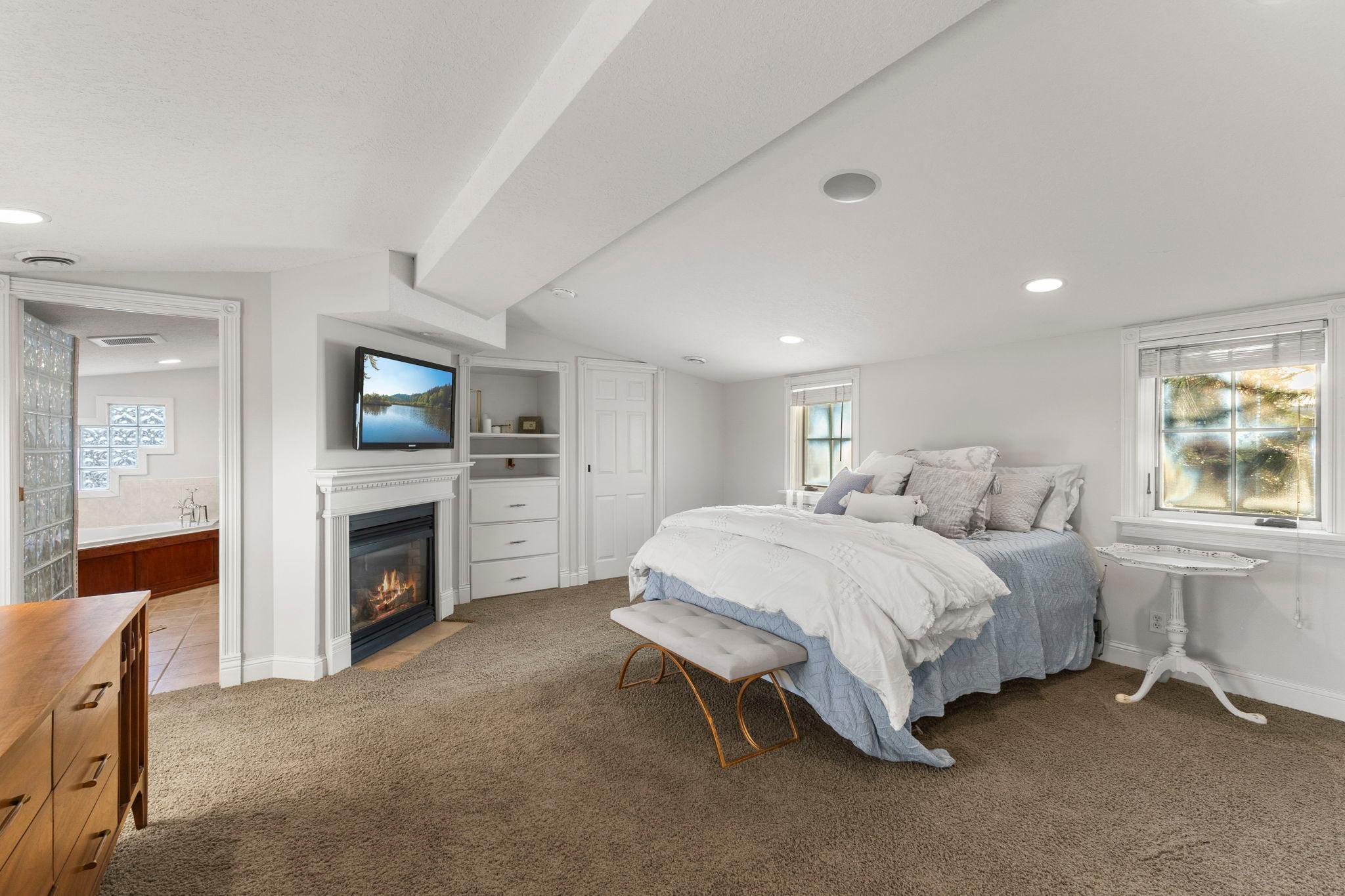 Primary suite with see through fireplace