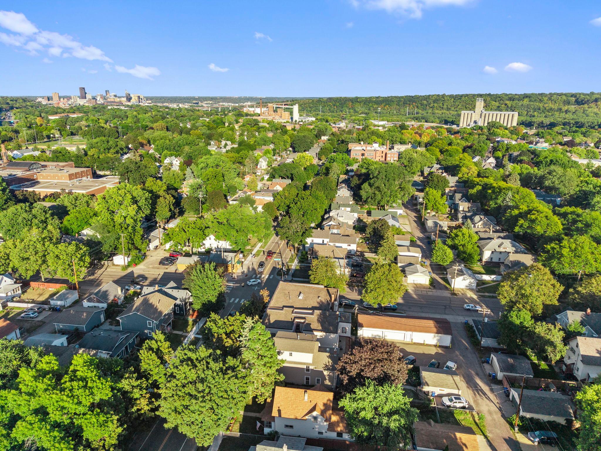 Aerial drone photo looking to the east