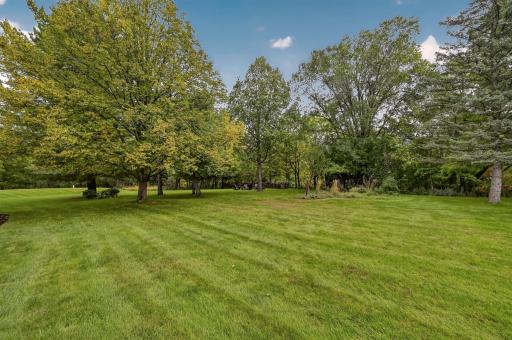 Full view of front yard; nice, flat and private.