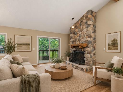 Walk out the sliding door to your own private deck, with amazing greenspace views - virtually staged
