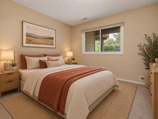 Third bedroom, this one on the lower level - virtually staged