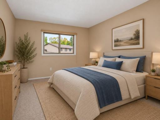 Second bedroom on the upper level - virtually staged
