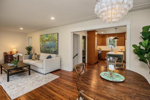 Open floor plan with hardwood floors and all new baseboard and trim.