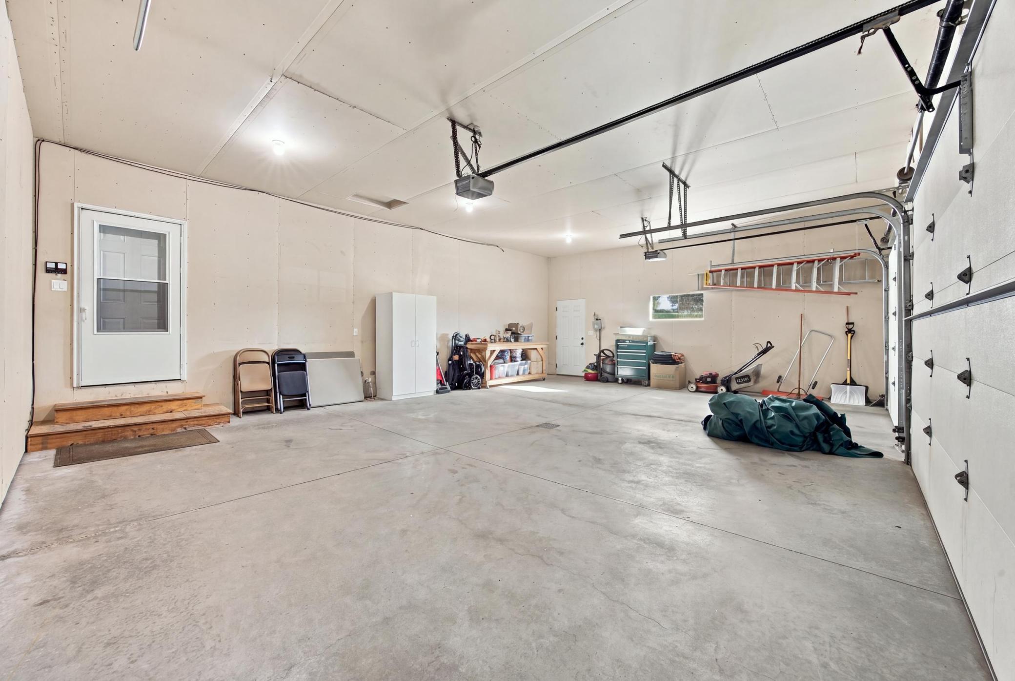 3 Stall Insulated Garage with floor drain