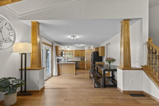 Looking from the living room towards and dining and kitchen areas.