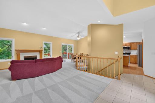 Another view at the foyer looking into the great room, dining room and kitchen. Desirable Andersen renewal clad windows and patio doors in 2024.