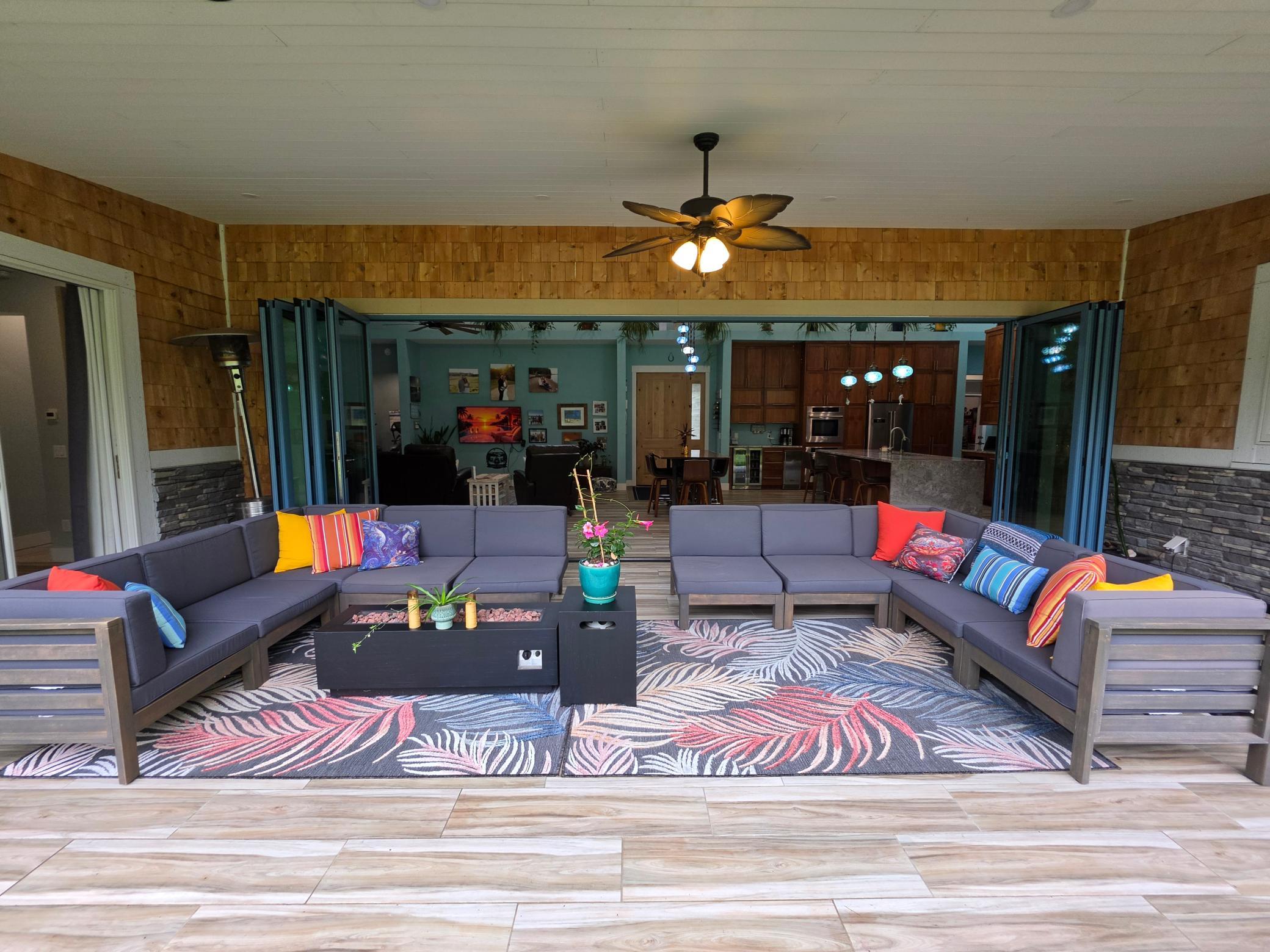 back courtyard with glass doors open