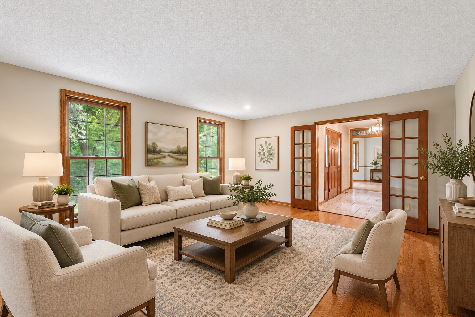 Virtually staged formal living room