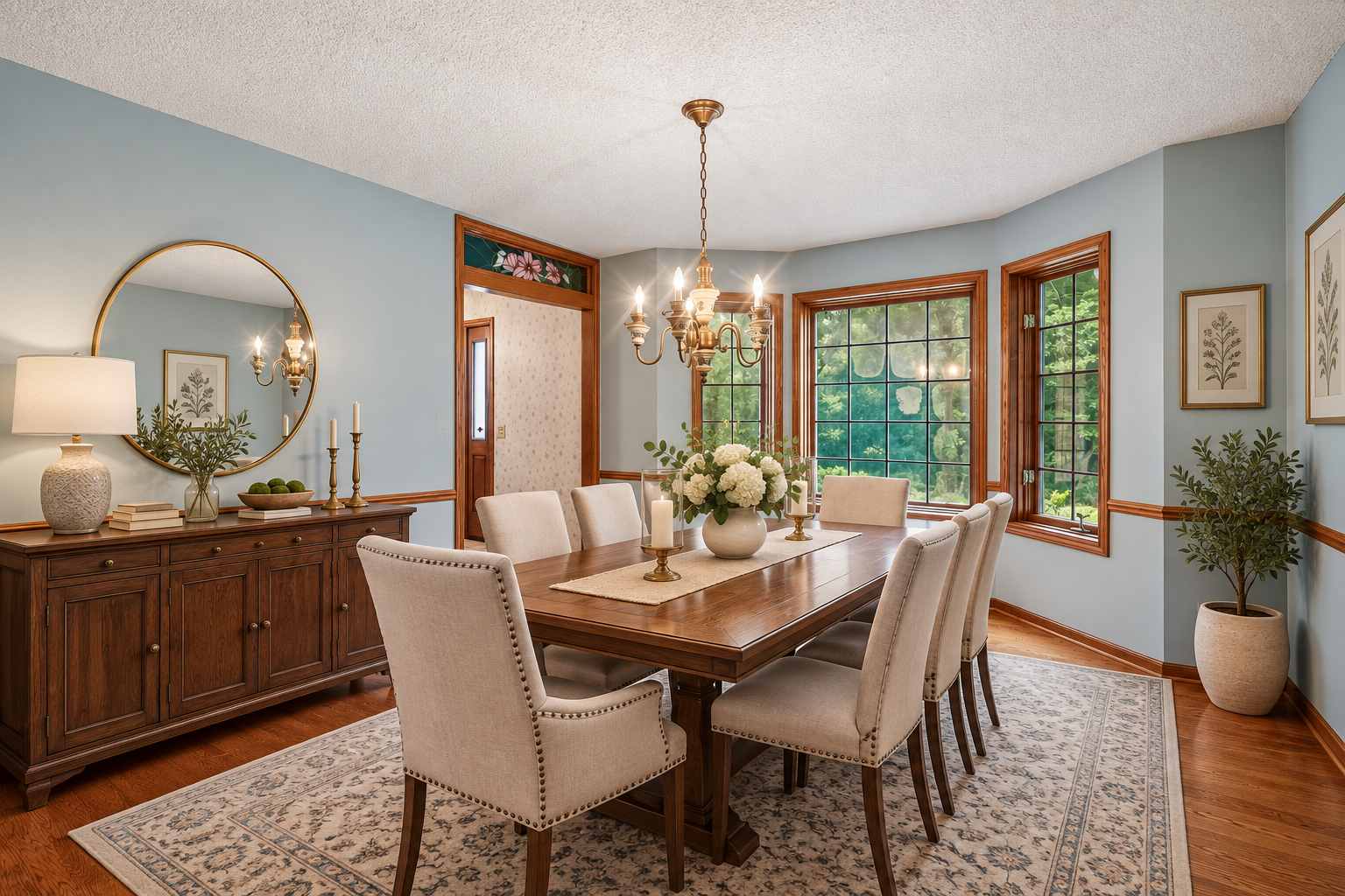 Virtually staged formal dining room