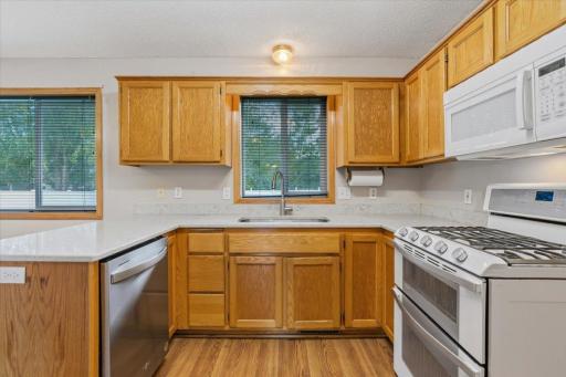 Kitchen area with informal dining, new dishwasher