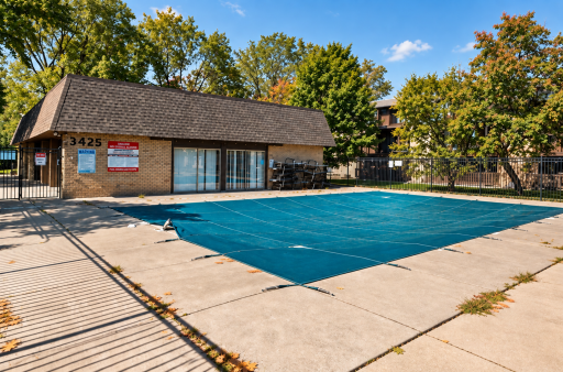 Community outdoor pool offers a great place to enjoy Minnesota summers, conveniently located within the development.