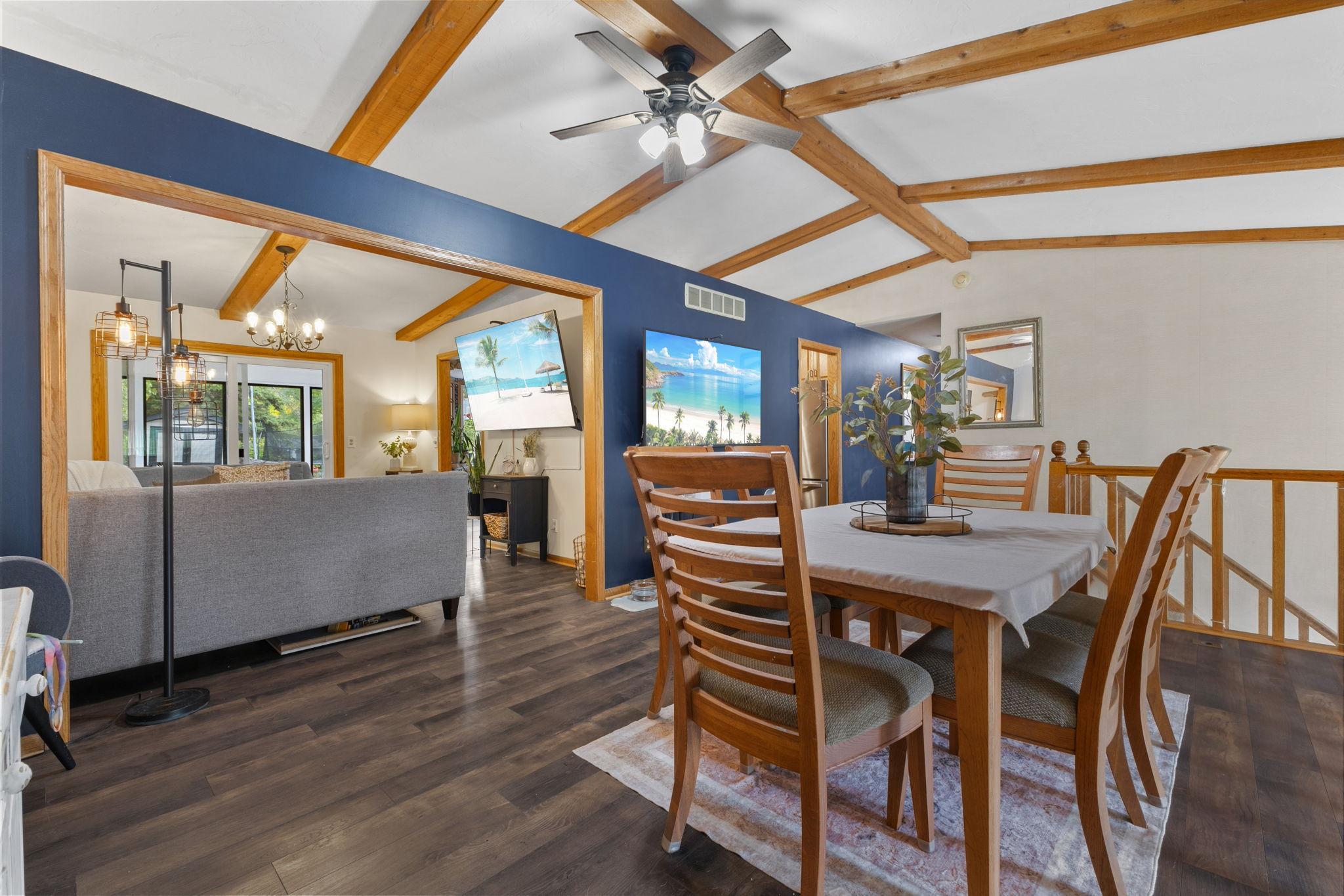 Vaulted Main Level Living Room Being Used as Large Dining Room