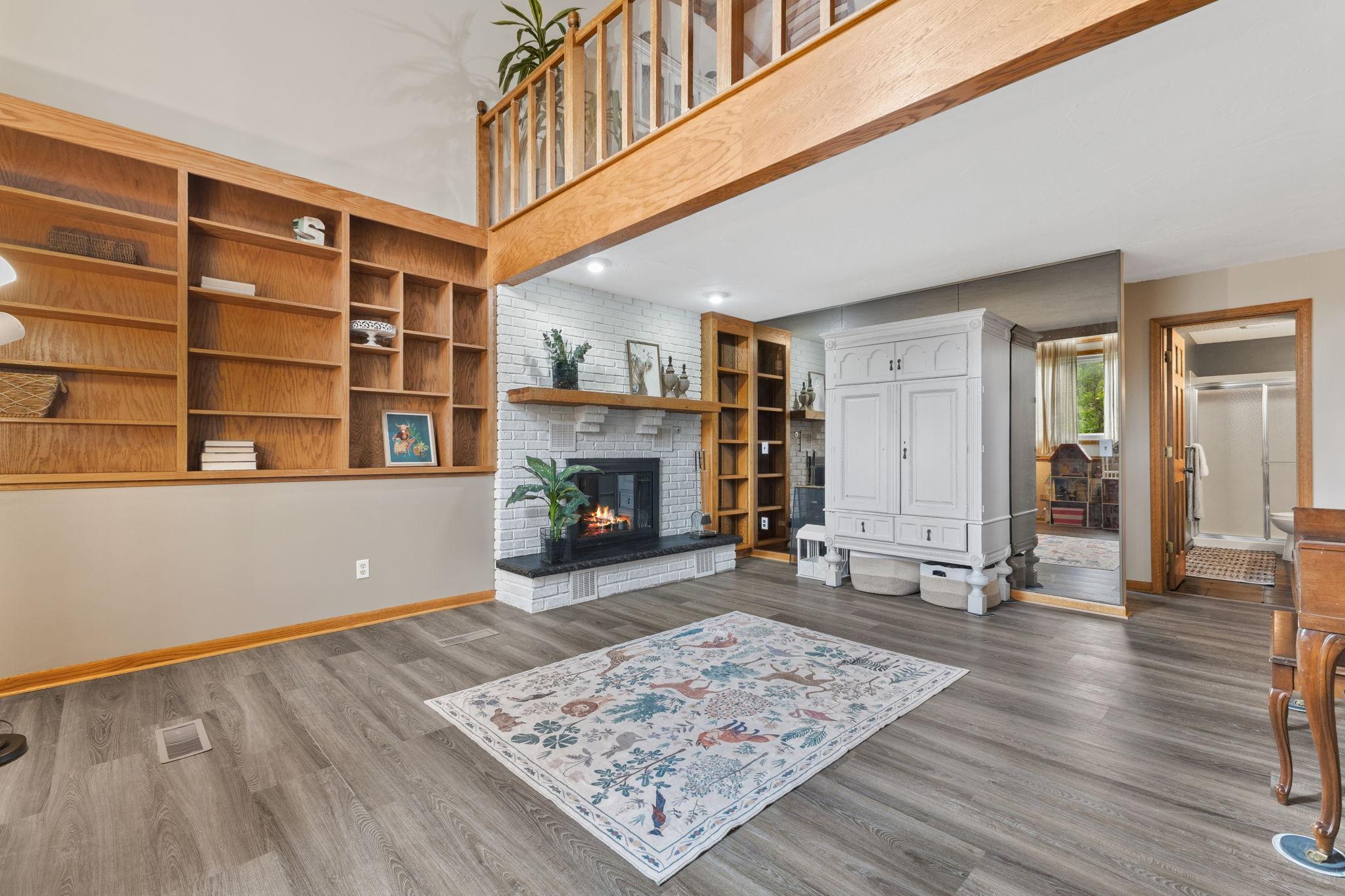 Family Room with Wood Burning Fireplace