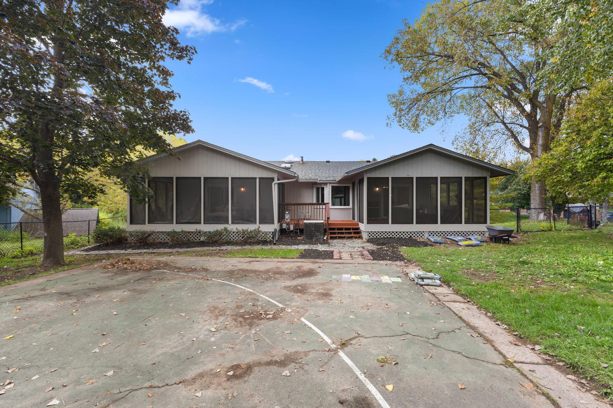 View of Porches from Backyard Sport Court