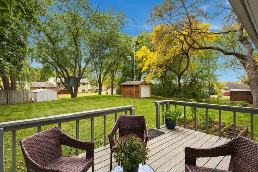Nice flat backyard with a deck to enjoy the beautiful summer evenings. Additional storage shed located in the backyard also!