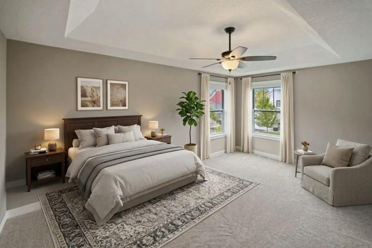 Master bedroom virtually staged.