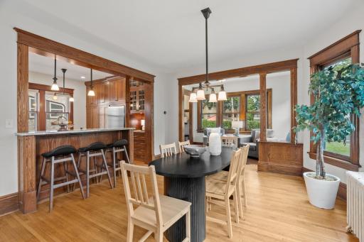 Open dining area flowing into the kitchen and living room