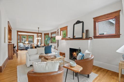 Open floor plan connects living, dining and kitchen