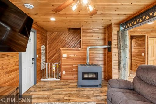 Gas fireplace/stove is awesome in the winter time!