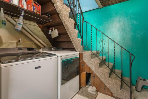 Laundry area can put in a stackable and there are doors