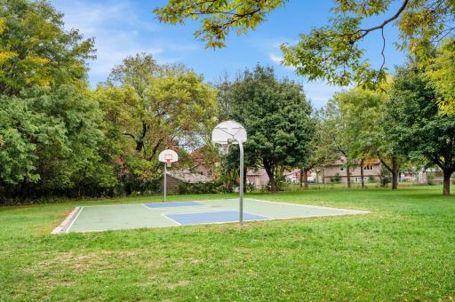 Epiphany Park basketball court, also offering ball field, open space, picnic shelter, and walking paths!