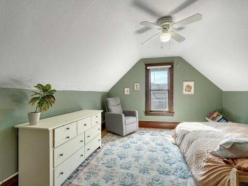 The second of the two bedrooms is full of charm!