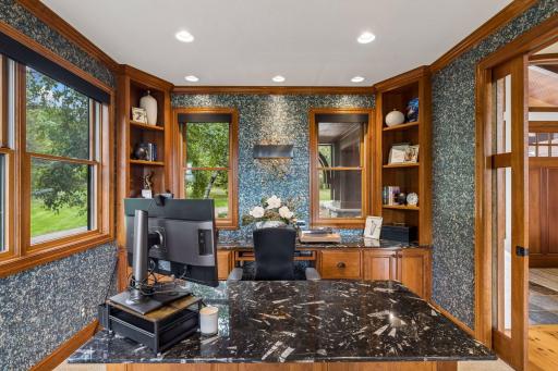 Step away to a private, designer-finished office, quiet yet close to the heart of the home