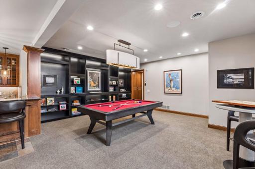 Open lower level billiards rec room and gaming area