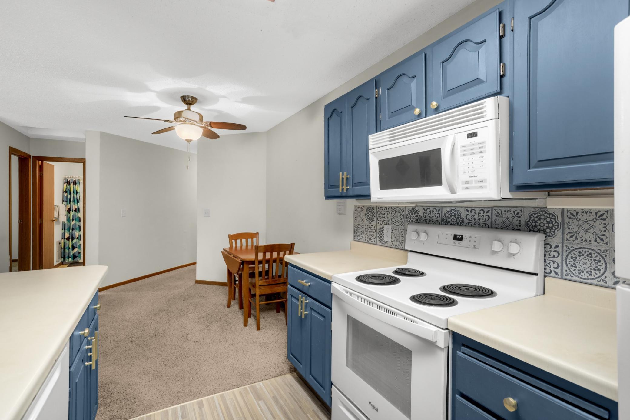 A functional layout provides plenty of room for cooking, gathering, and entertaining.