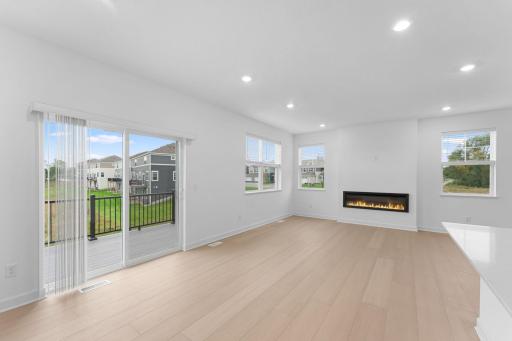 The dining area is located right by the kitchen and Great Room